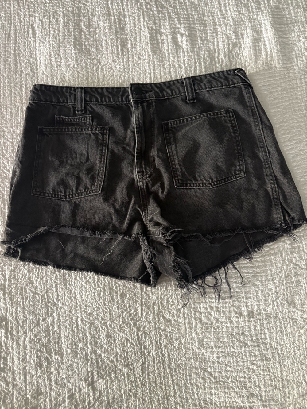 We The Free Black Distressed Denim Cutoff Shorts